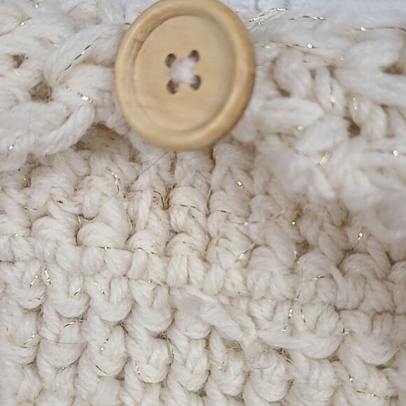 Rue21 Women Ivory Metallic Crochet Knit Ribbed Solid Winter Headband Ear Warmer - Picture 3 of 6